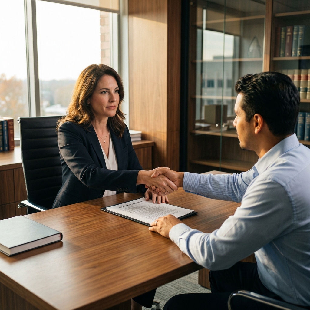 Attorney and client shaking hands - Letter of Protection agreement in Pasadena, TX