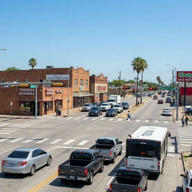 Busy intersection in South Houston Texas with traffic