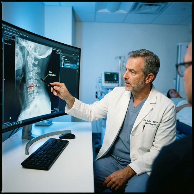 Doctor reviewing X-ray results