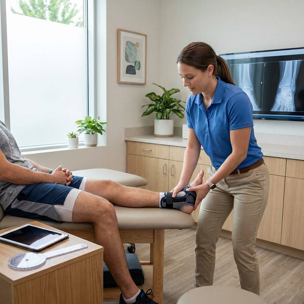 Doctor examining slip and fall injury patient in Pasadena clinic